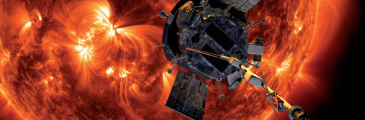 An illustration of the Parker Solar Probe approaching the Sun