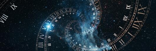 Roman numerals swirling in space.